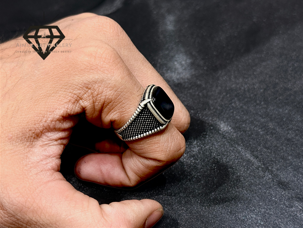 Aqeeq Gemstone Couple Ring