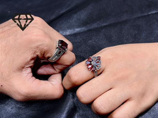 Red Diamond Couple Ring