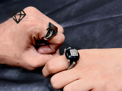Black Aqeeq Couple Ring