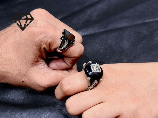 Black Aqeeq Couple Ring