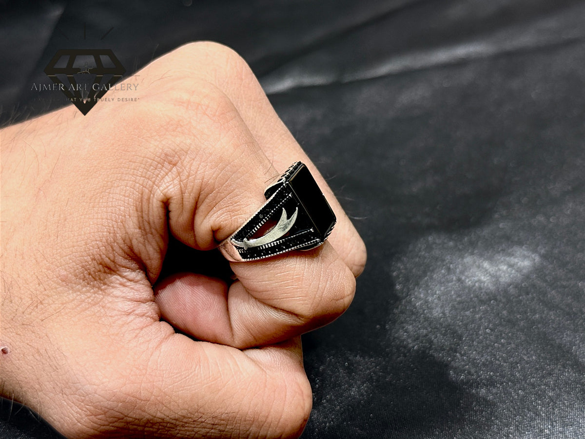 Black Aqeeq Couple Ring