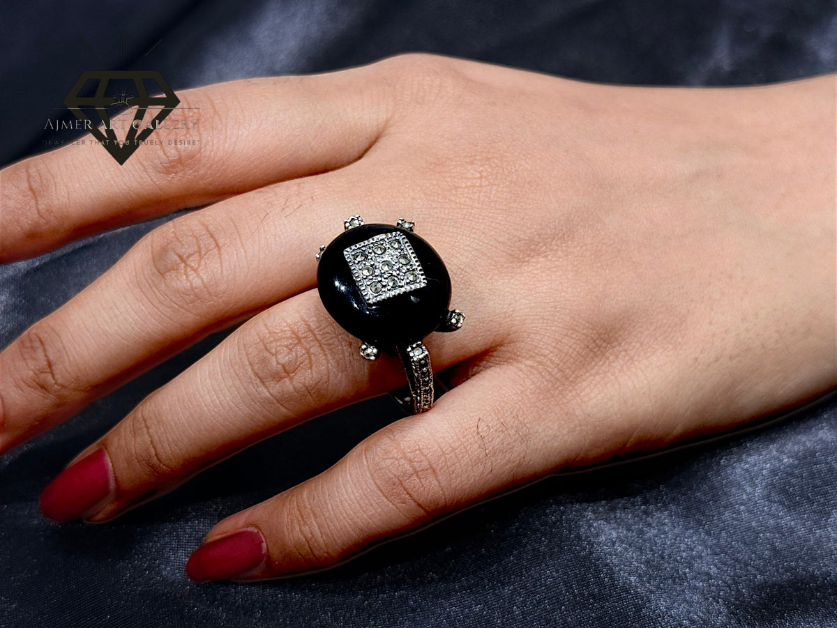 Black Aqeeq Couple Ring