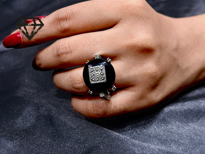 Black Aqeeq Couple Ring