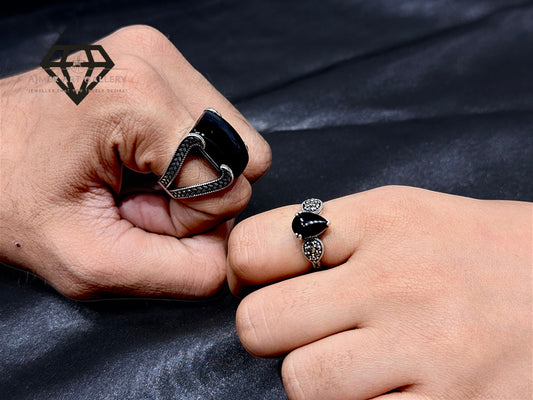 Black Aqeeq Couple Ring