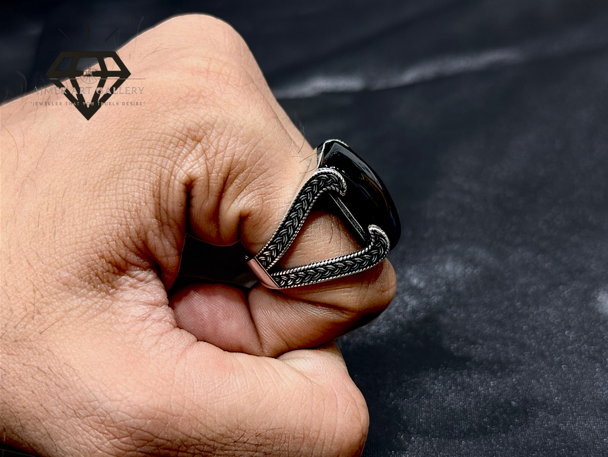 Black Aqeeq Couple Ring
