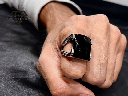 Black Aqeeq Couple Ring
