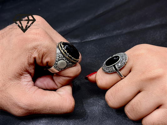 Black Aqeeq Couple Ring