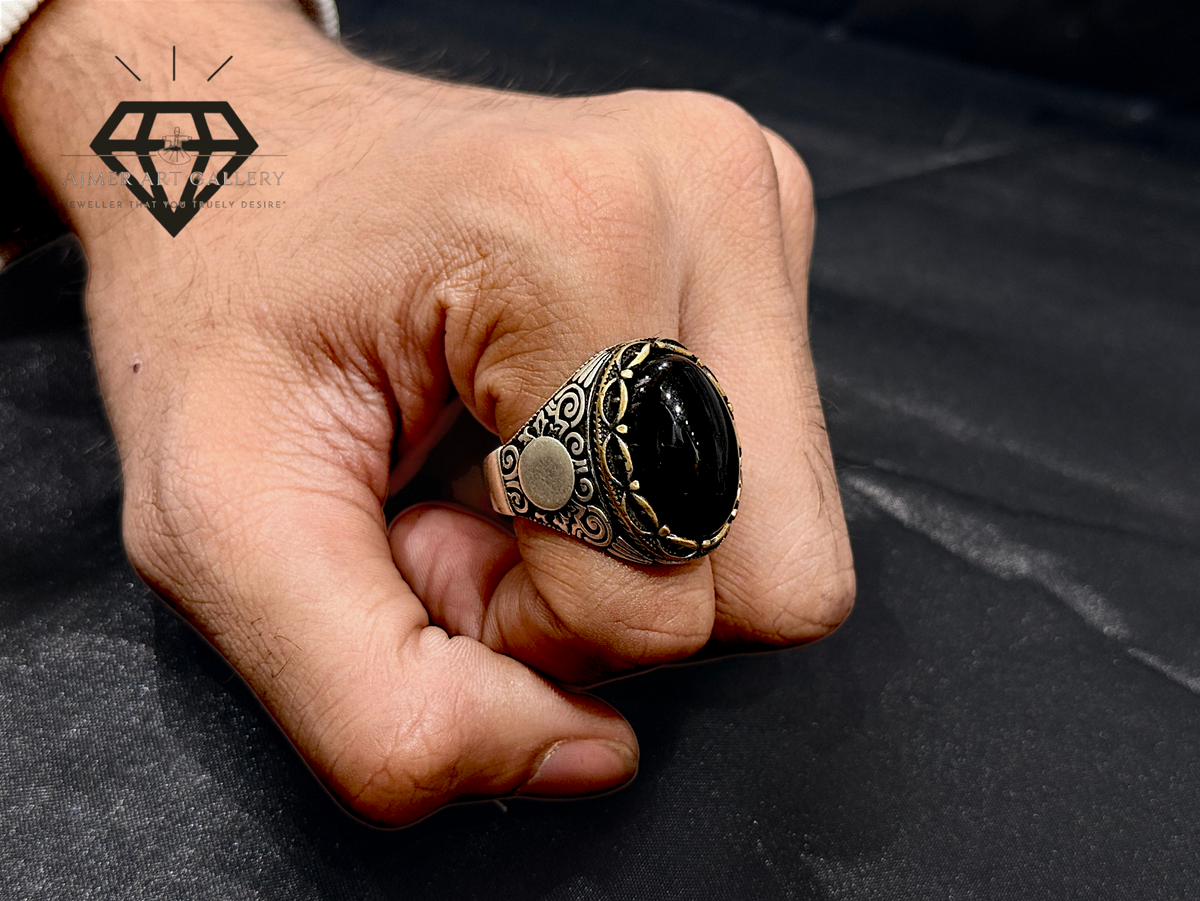 Black Aqeeq Couple Ring