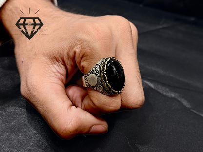 Black Aqeeq Couple Ring