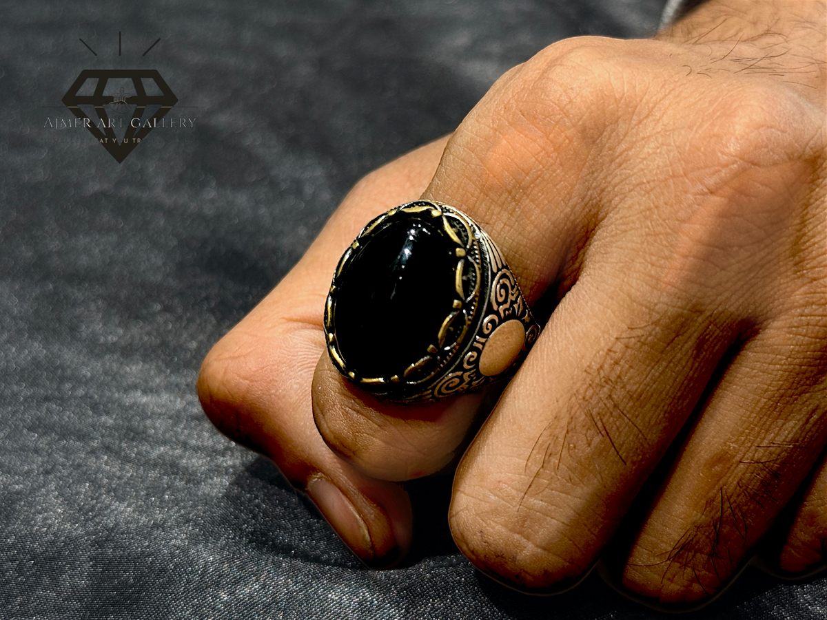 Black Aqeeq Couple Ring