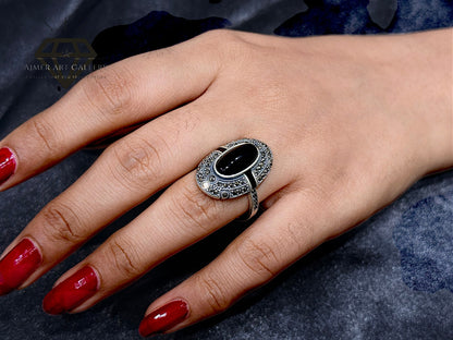 Black Aqeeq Couple Ring