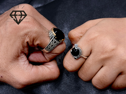 Black Aqeeq Couple Ring