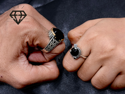 Black Aqeeq Couple Ring