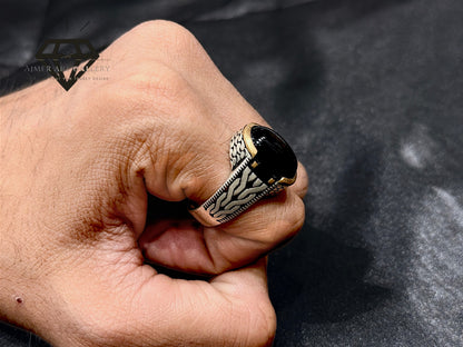 Black Aqeeq Couple Ring