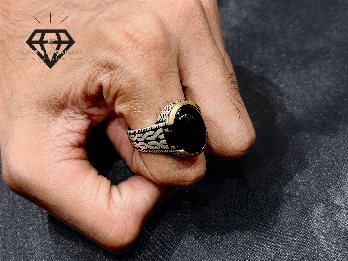 Black Aqeeq Couple Ring