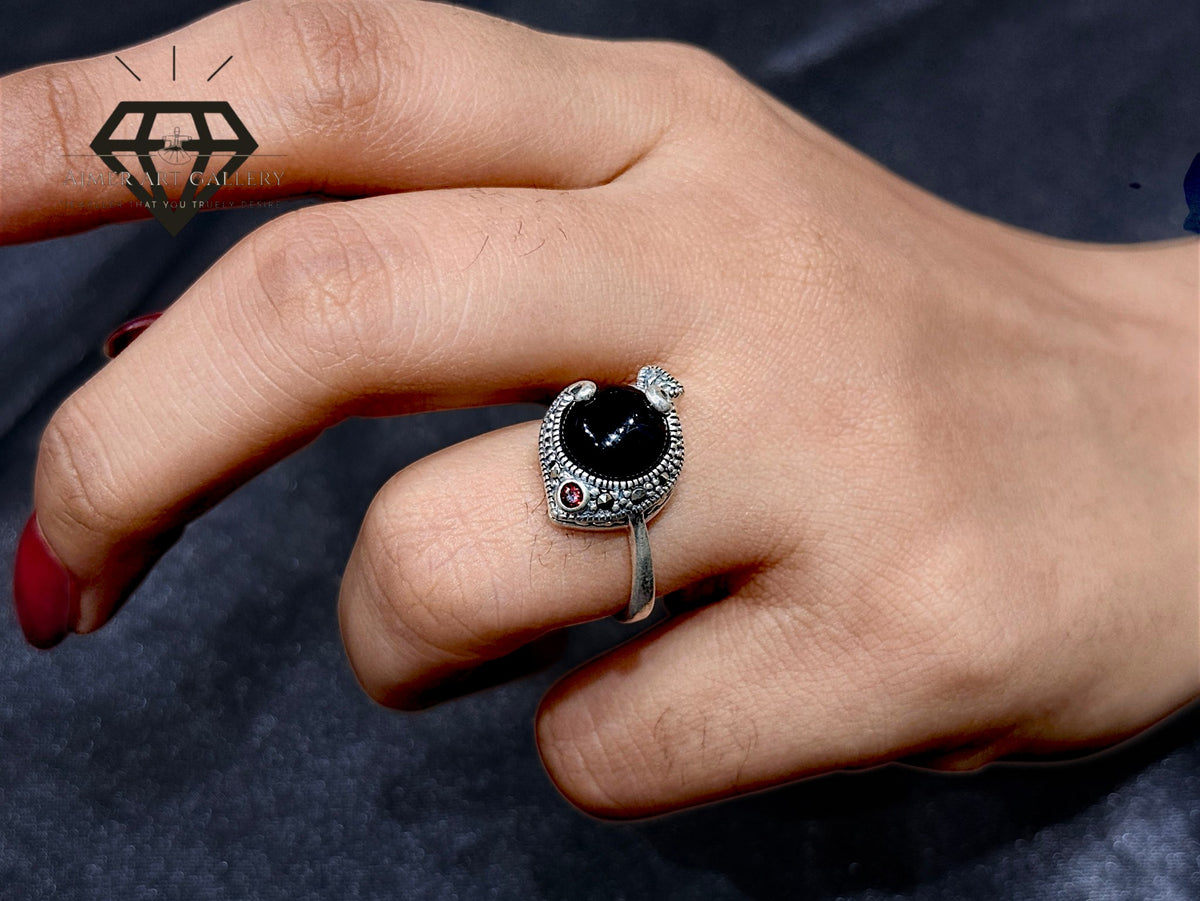 Black Aqeeq Couple Ring