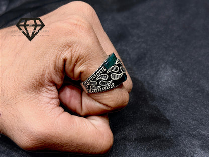 Green Aqeeq Couple Ring