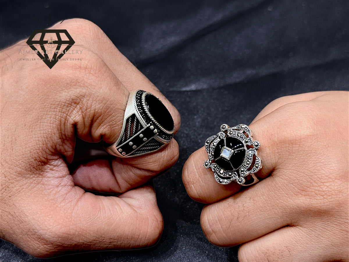 Black Aqeeq Couple Ring