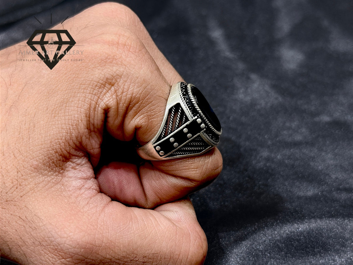 Black Aqeeq Couple Ring