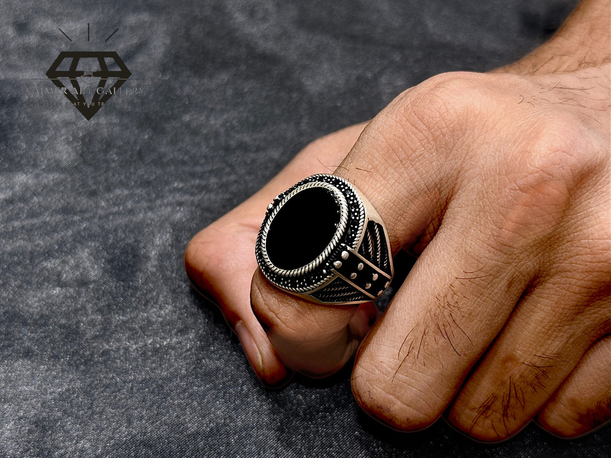 Black Aqeeq Couple Ring