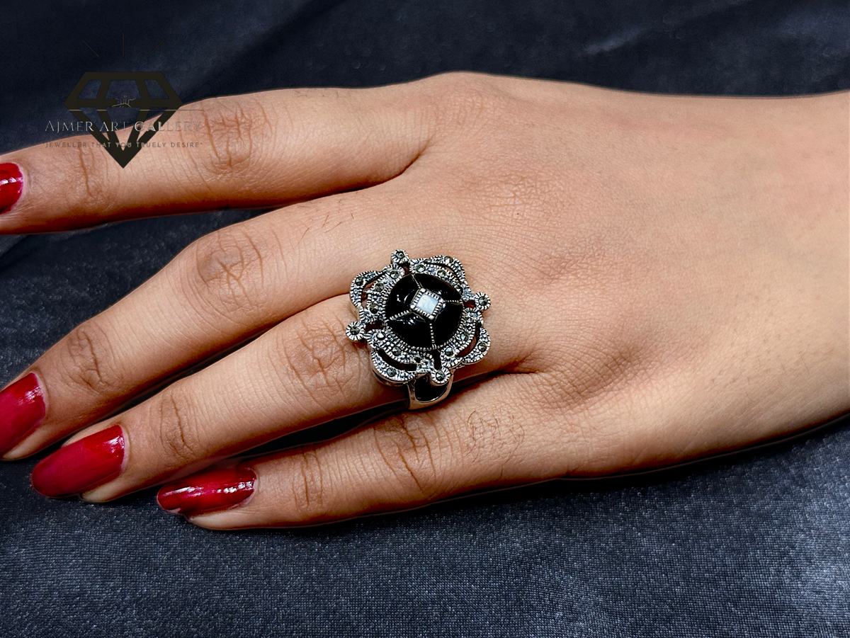 Black Aqeeq Couple Ring