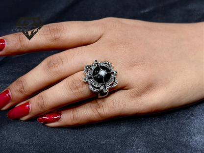 Black Aqeeq Couple Ring