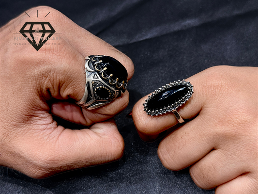 Black Aqeeq Couple Ring
