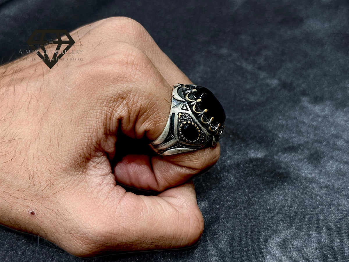 Black Aqeeq Couple Ring