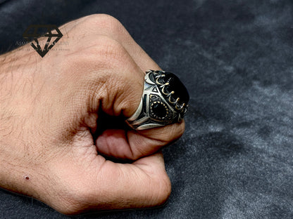 Black Aqeeq Couple Ring