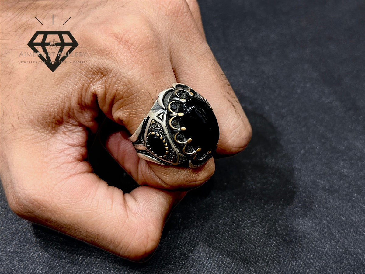 Black Aqeeq Couple Ring