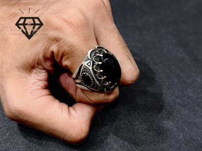 Black Aqeeq Couple Ring