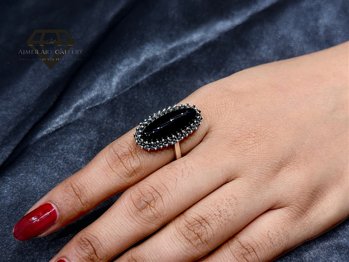 Black Aqeeq Couple Ring