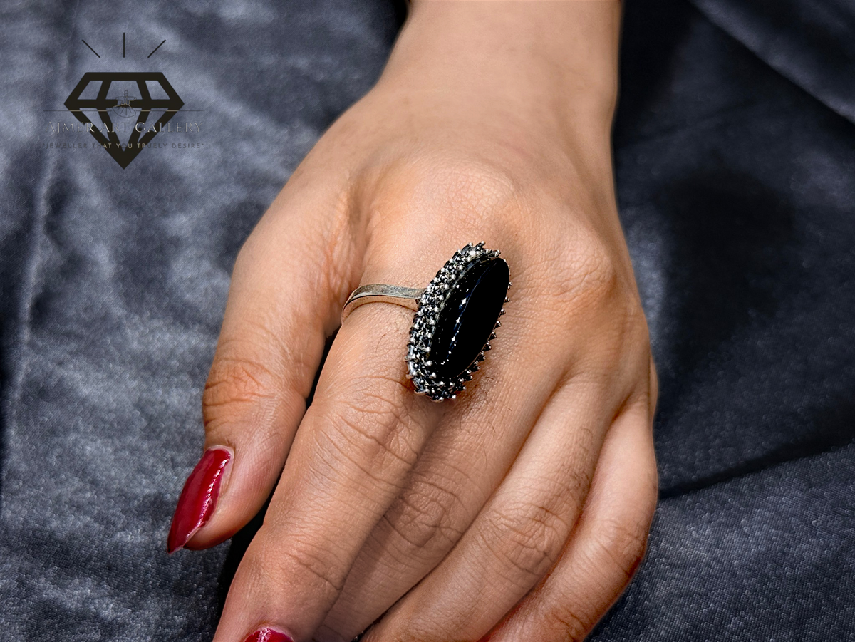 Black Aqeeq Couple Ring