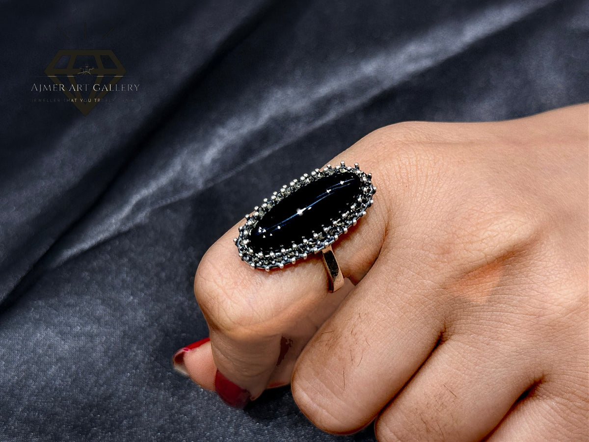 Black Aqeeq Couple Ring