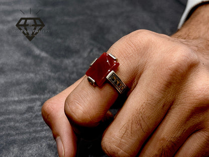 Red Aqeeq Couple Ring