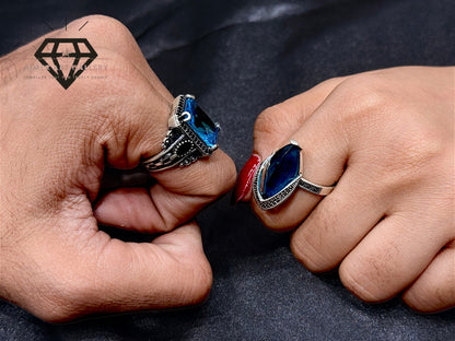 Blue Diamond Couple Ring