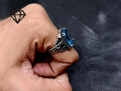 Blue Diamond Couple Ring