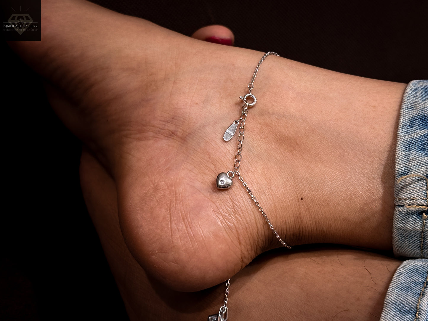 Stylish multi-charm design (hearts & crystal accents) Payal