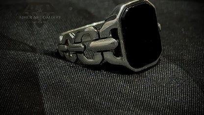 Black Aqeeq Ring