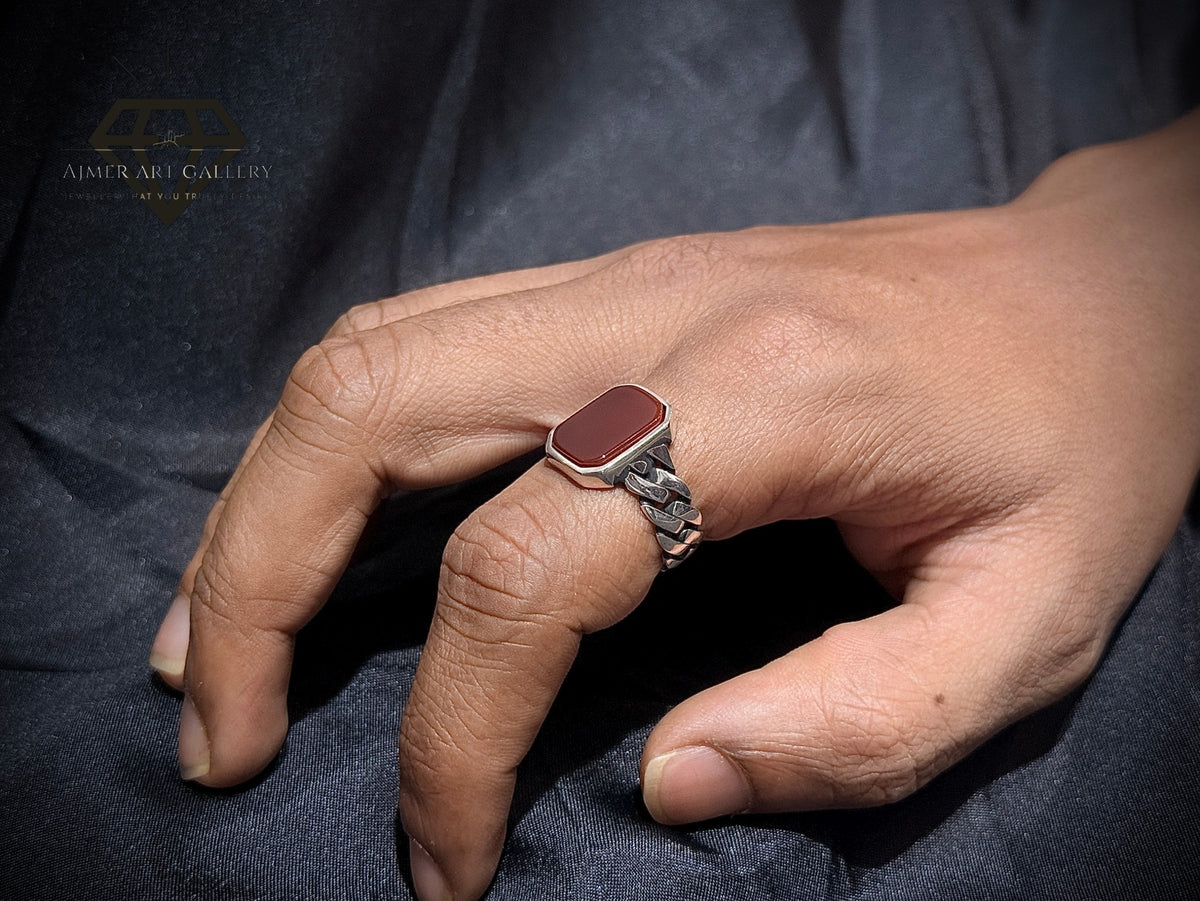 Red Aqeeq Ring