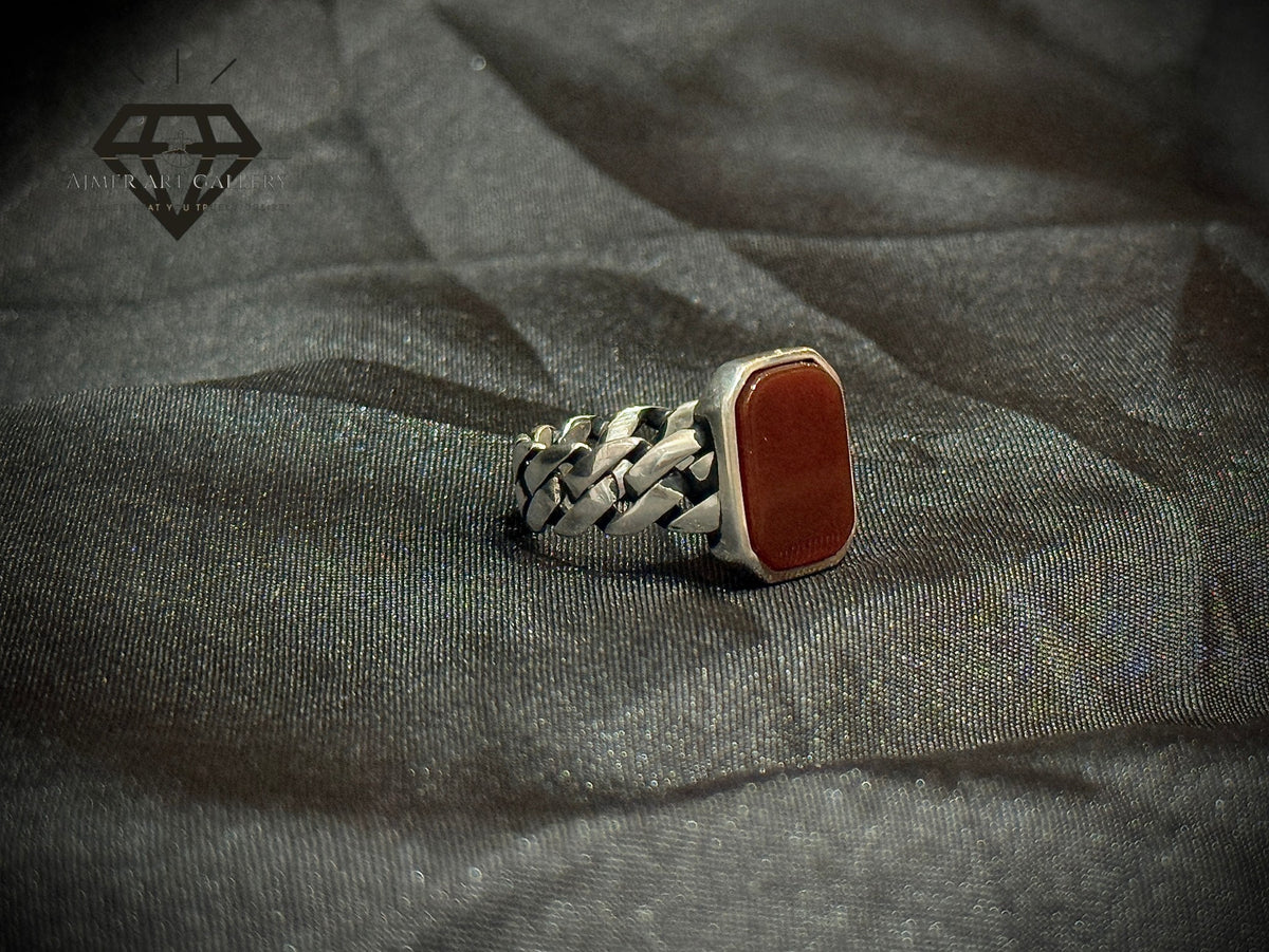 Red Aqeeq Ring
