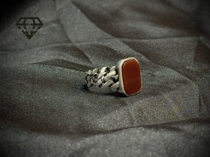 Red Aqeeq Ring