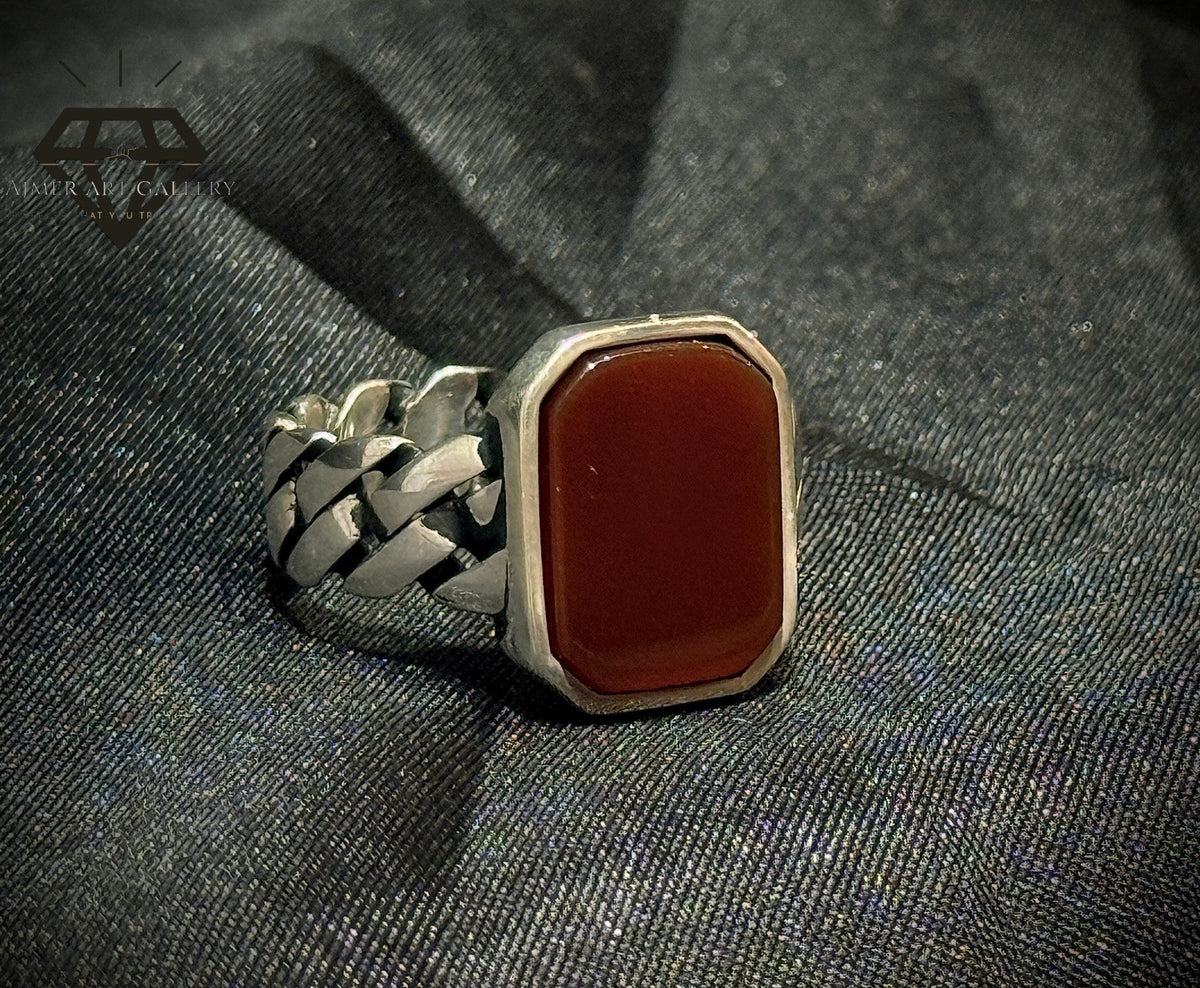 Red Aqeeq Ring