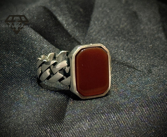 Red Aqeeq Ring