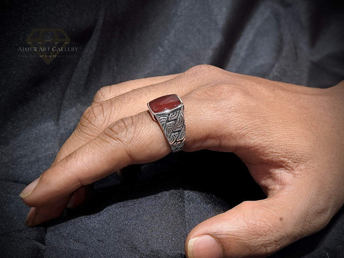 Red Aqeeq Ring
