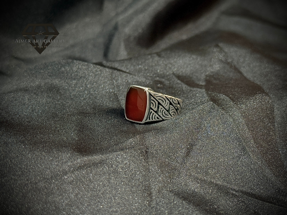 Red Aqeeq Ring