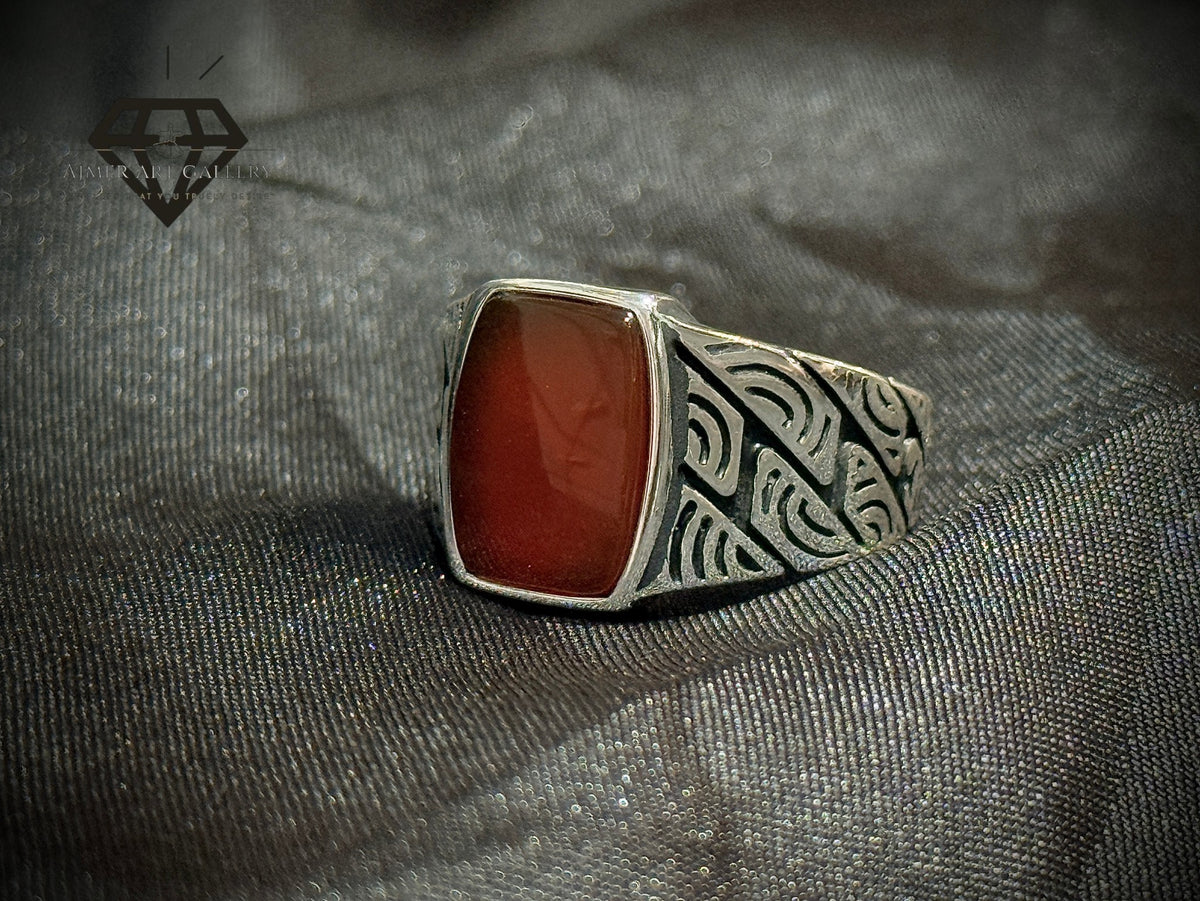 Red Aqeeq Ring