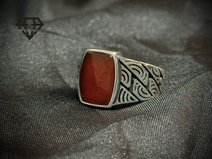 Red Aqeeq Ring