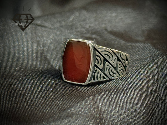 Red Aqeeq Ring