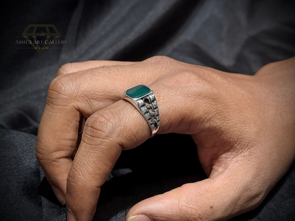 Green Aqeeq Ring